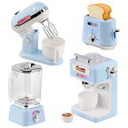 Kids Kitchen Appliances Toy Set Coffee Toaster Mixer Blender Pretend Play Food Blue Bundle