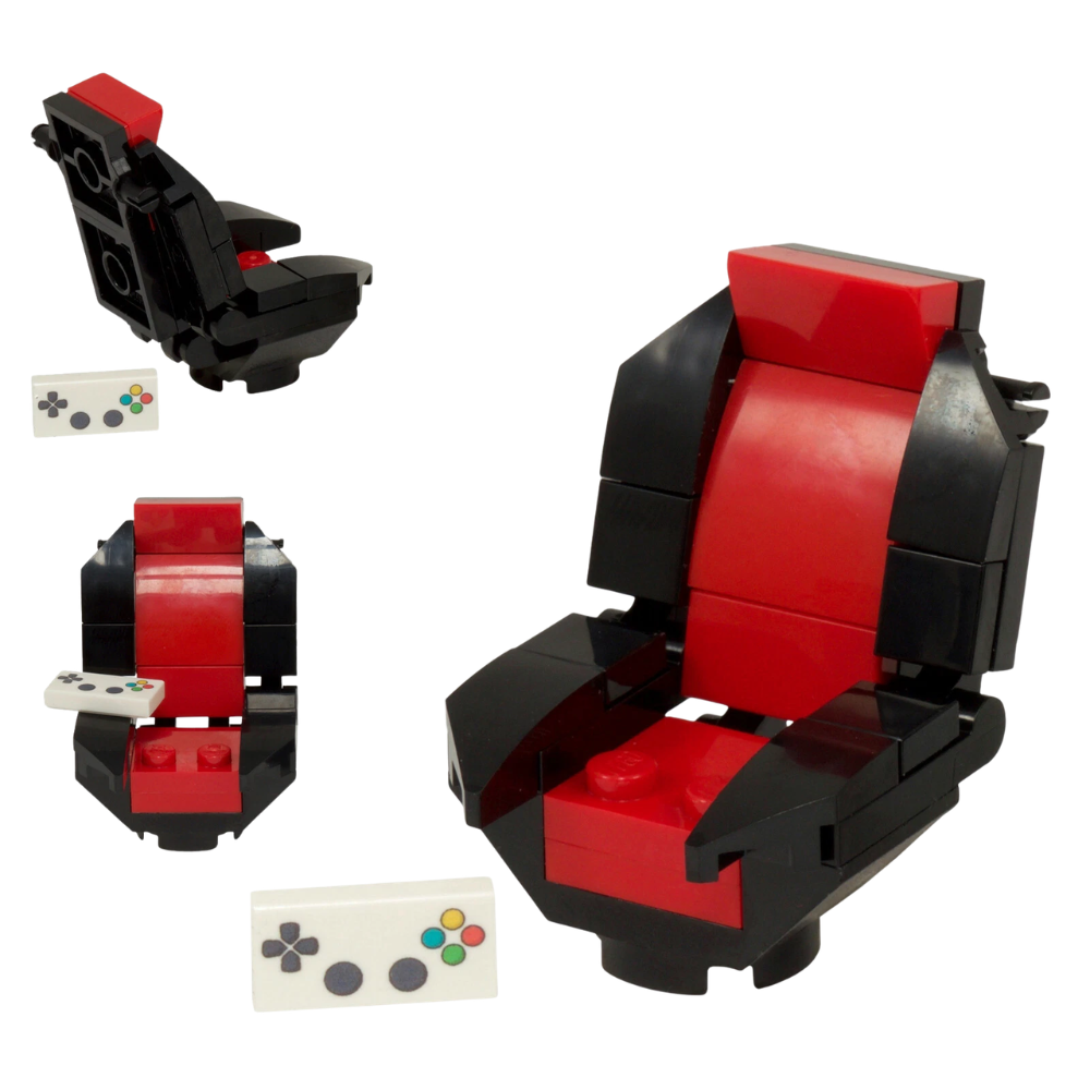 LEGO Red Gaming Chair with Printed Gamepad Tile Gamer Room Accessory