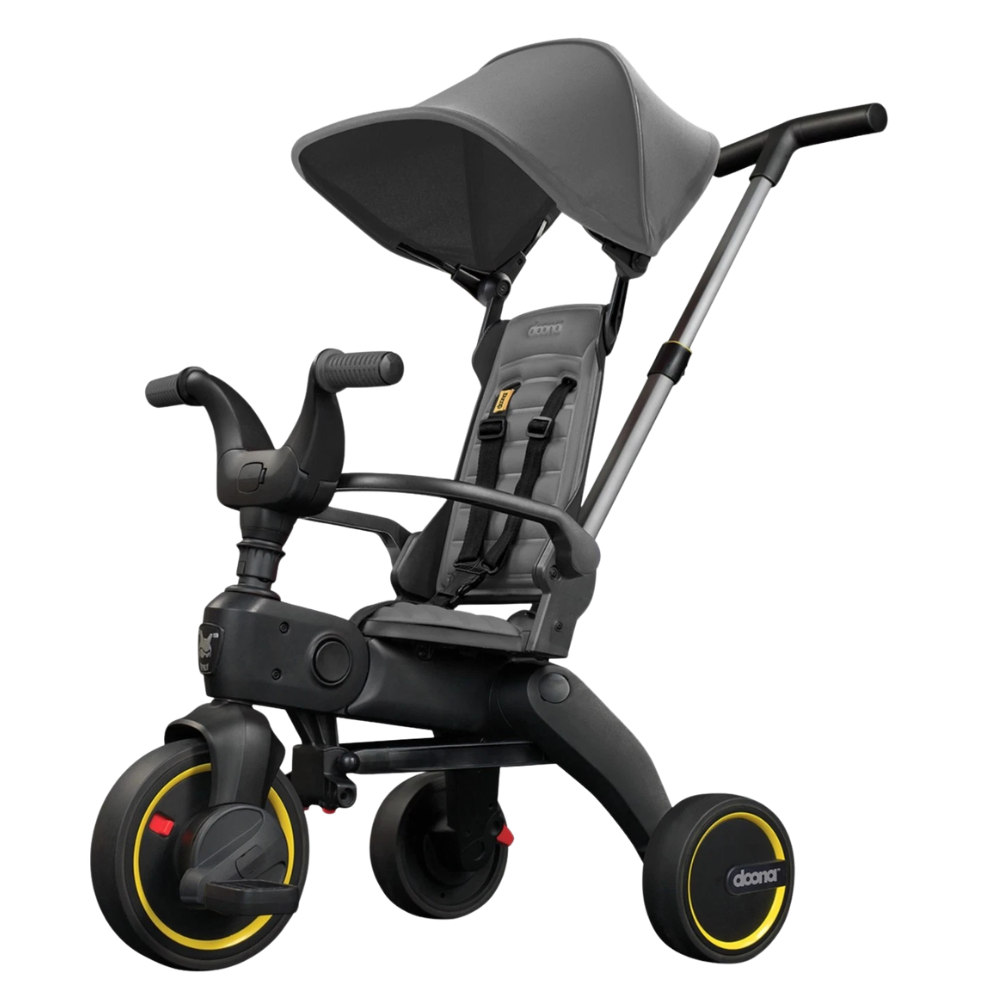 Doona Liki Baby Trike S1 Foldable Toddler Tricycle Adjustable Seat & Uv Canopy Grey