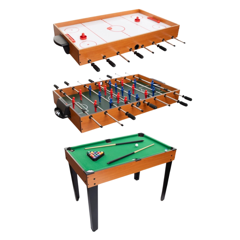 Abeec 3-In-1 Games Table Kids Air Hockey Football Pool Multi Sports Game Table 5+