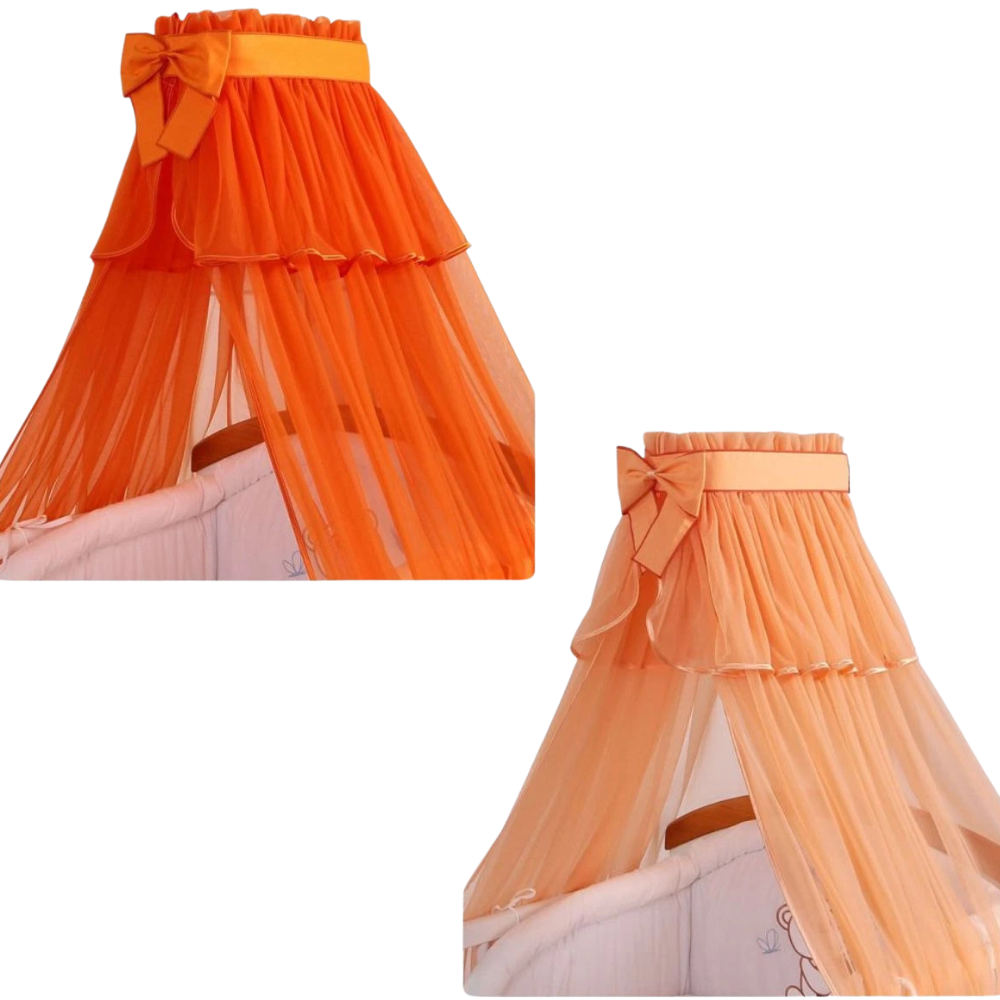 Luxury Baby Cot Bed Canopy Chiffon Drape Net with Matching Cotton Decorative Bow 270 x 160 cm