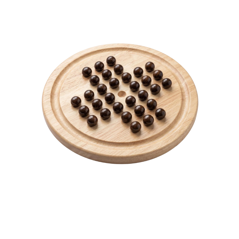 Classic Solitaire Board Game 21cm Wooden Marbles One for 1 Player Strategy Puzzle Toy Ages 3+