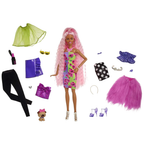 Barbie Extra Doll with Pink Long Hair Clothes Accessories Fashion Beauty Set by Mattel Toy