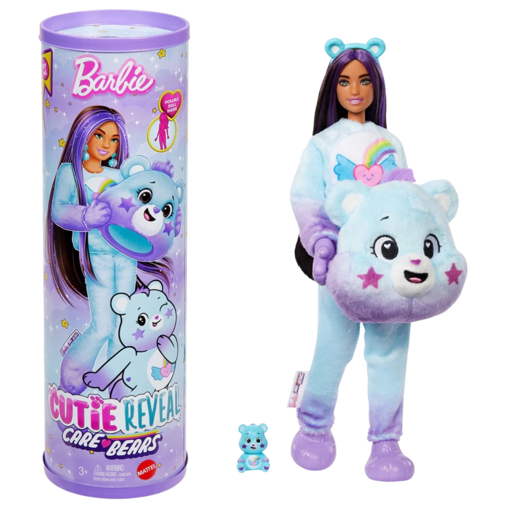 Barbie Cutie Reveal Care Bears Dream Bright Bear Series 2 Doll with 10 Surprises Kids Toy
