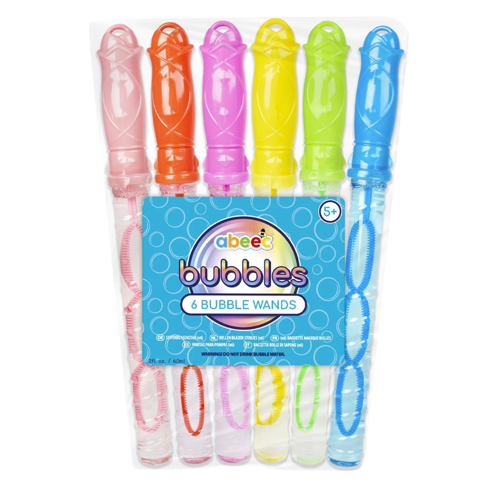 Abeec Bubble Swords 6 Pack 60ml Bubble Wands Kids Party Bag Fillers Outdoor Fun Toy