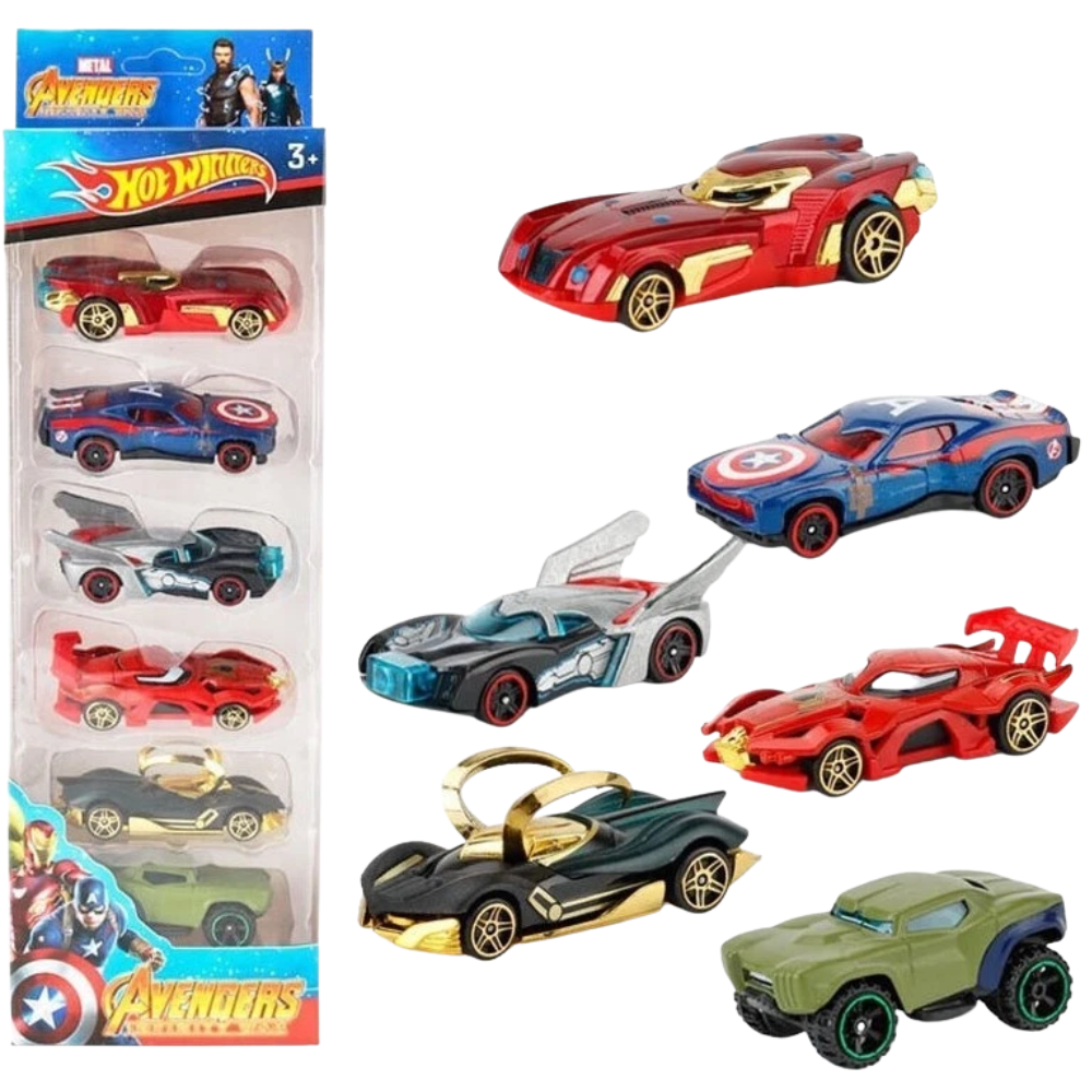 6PCS Pixar Avengers Cars Toy Set 1:64 Die-Cast Racing Vehicles Kids Gift Collection