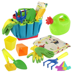 15 Pcs Kids Garden Tools Play Set with Carry Bag Shovel Rake Fork & Gloves Outdoor