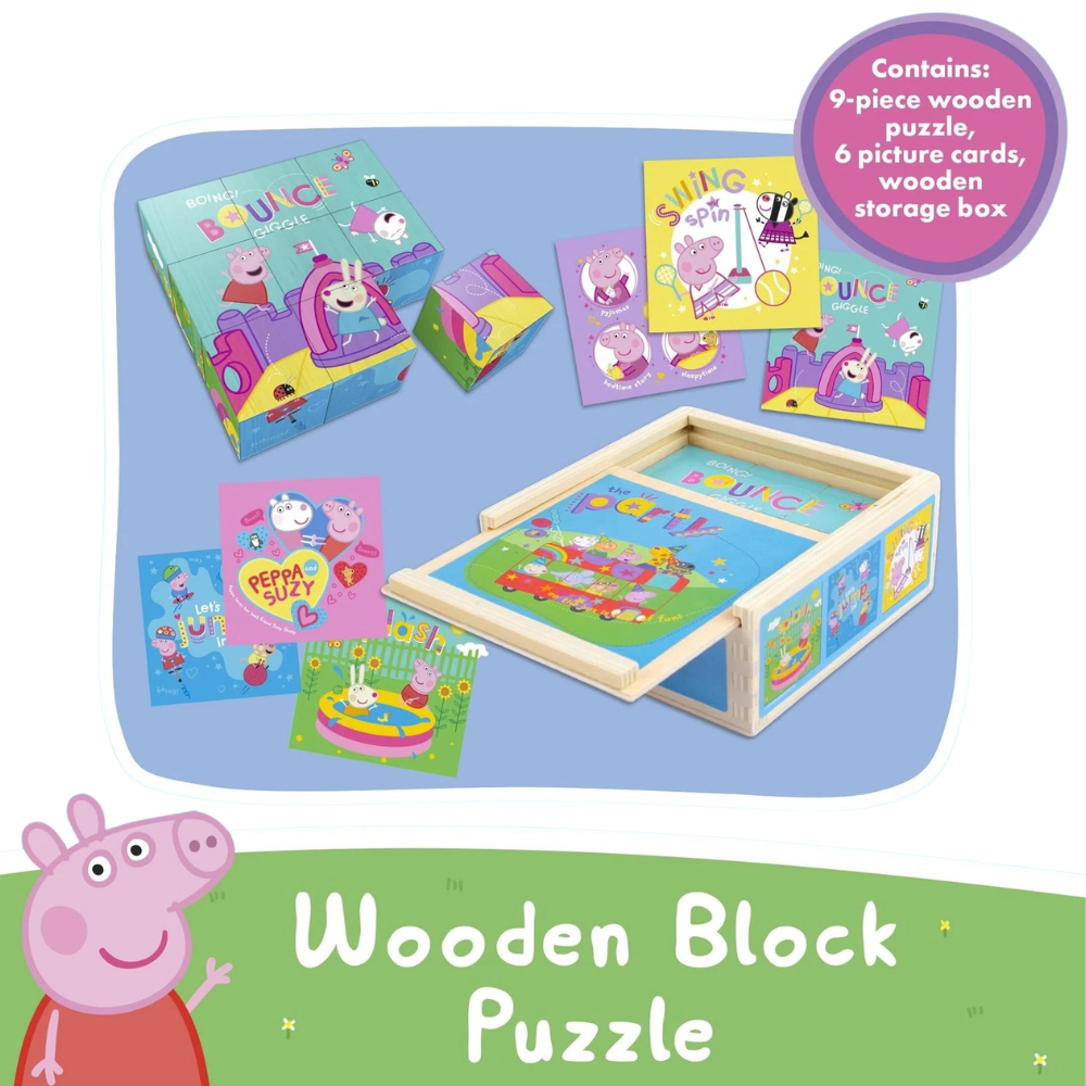 Peppa Pig Wooden Block Puzzle for Toddlers Kids Learning Toy