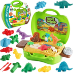 26PCS Dinosaur Dough Play Set for Kids with Moulds, Tools and Portable Storage Case