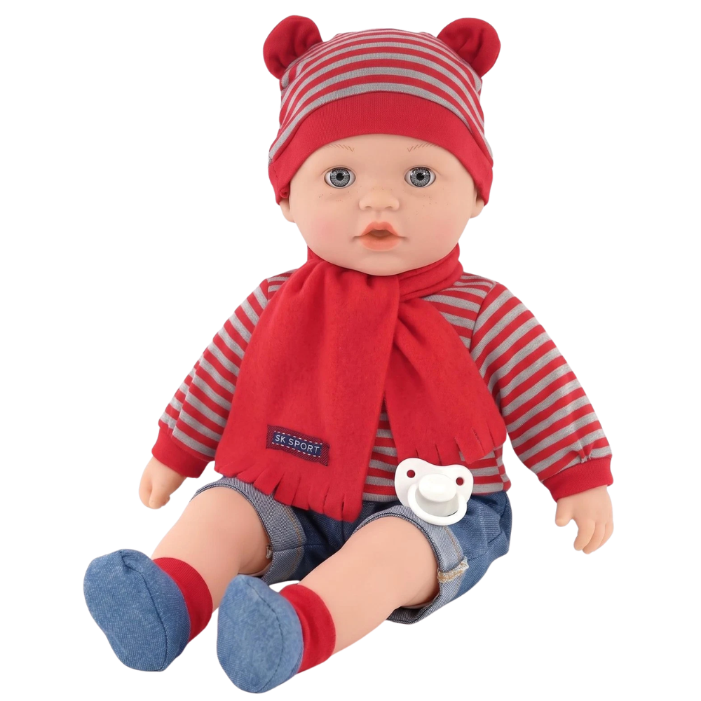 Realistic Lifelike Sleeping Baby Boy Doll 16-Inch Bibi Doll with Freckles & Sounds for Kids