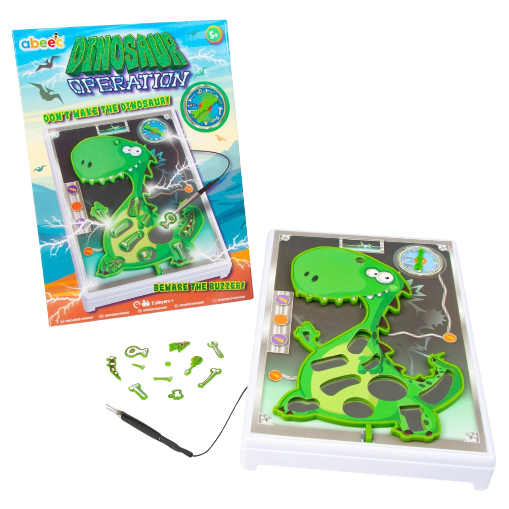 Dino Operation Game for Kids Dinosaur Board Game Plastic Pieces Solo Play