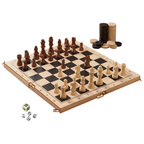 3 in 1 Wooden Board Game Set Chess Draughts Backgammon Folding Portable Strategy Games 3+