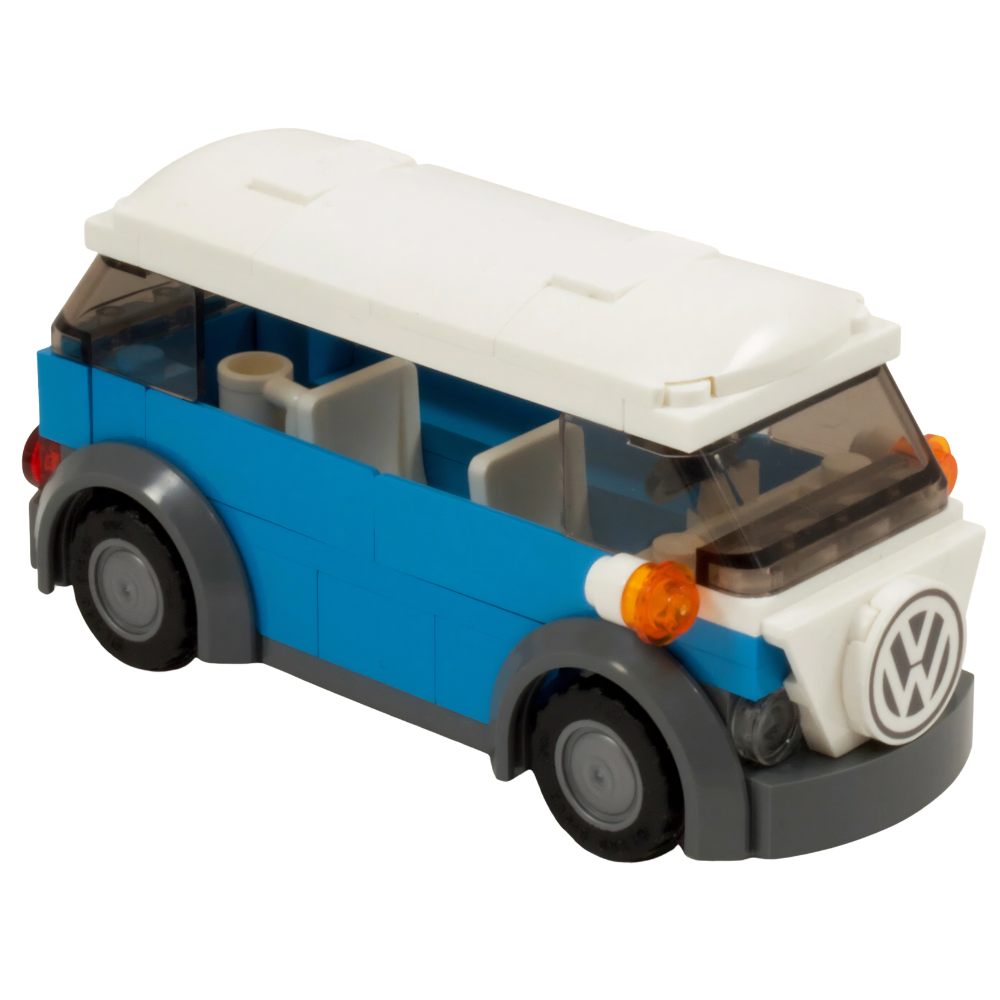 LEGO Blue Camper Van Building Kit with VW Logo, Two Seats & Holiday Accessories
