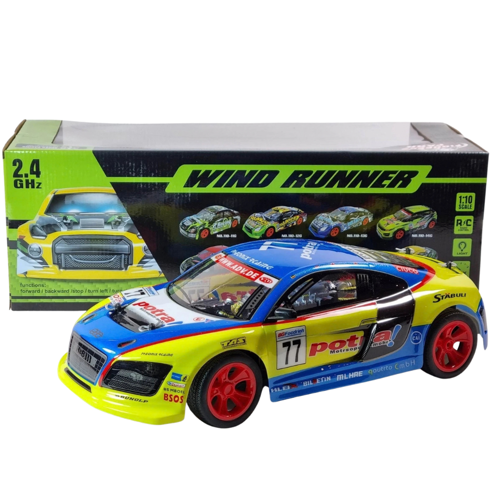 1:10 RC Audi R8 Style Drift Car 45cm 2.4GHz LED Lights RWD Racing Toy 6+