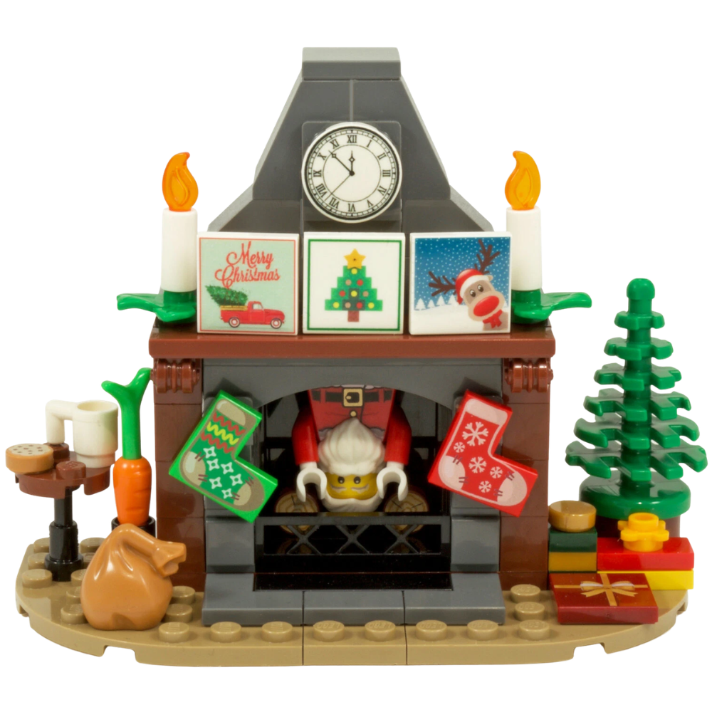 Santa's Fireplace Christmas LEGO Kit Santa Chimney MOC Custom Set 111 Pieces
