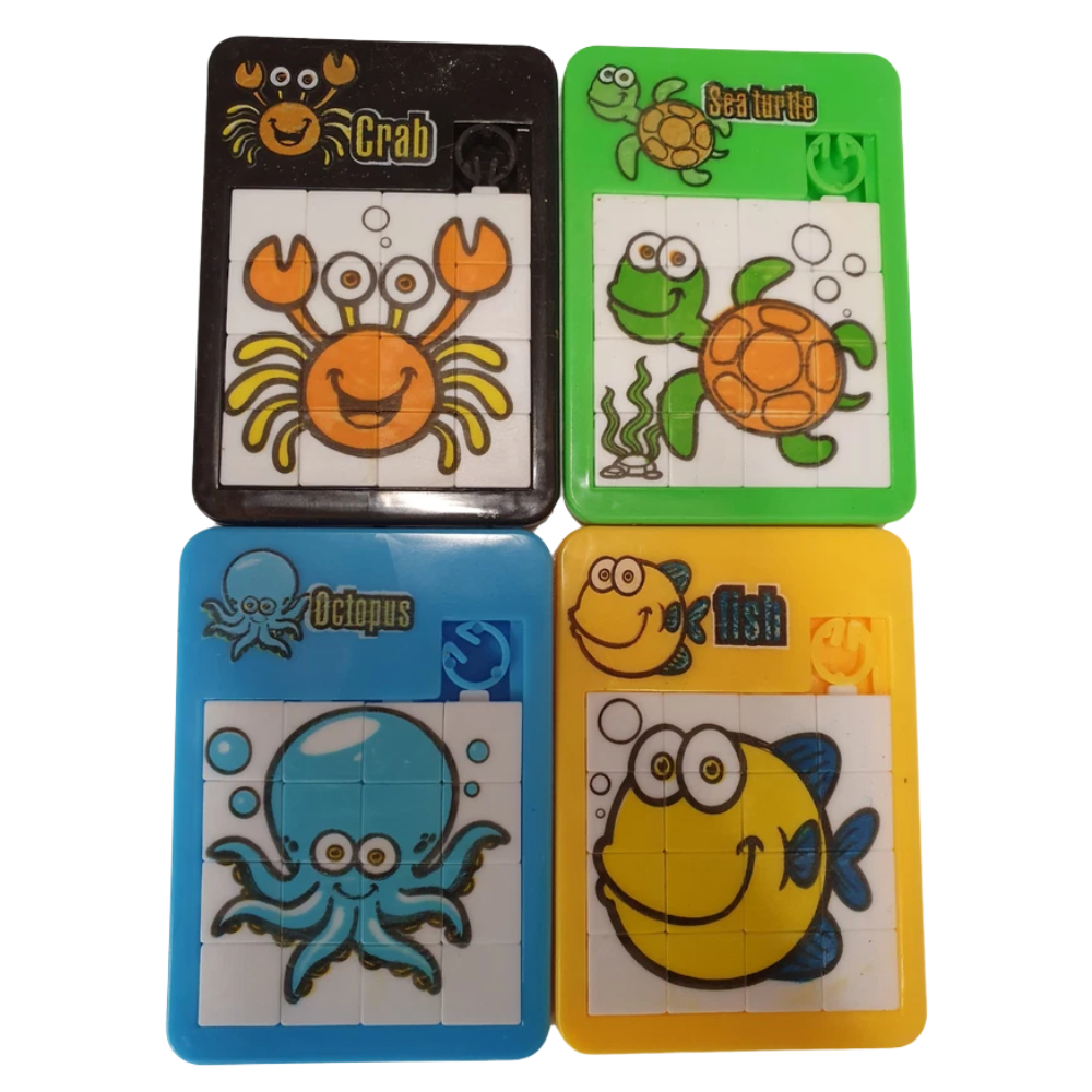 4x Mini Sliding Puzzle Toys Animal Sea Life Party Bag Fillers