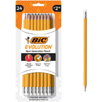 Bic Evolution Next Generation No. 2 Hb Pencils 24 Pack with Eraser Rubber Ends Set