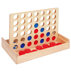 Four in a Line Wooden Board Game Classic Connect Four Strategy Travel Toy for 2 Players 3+