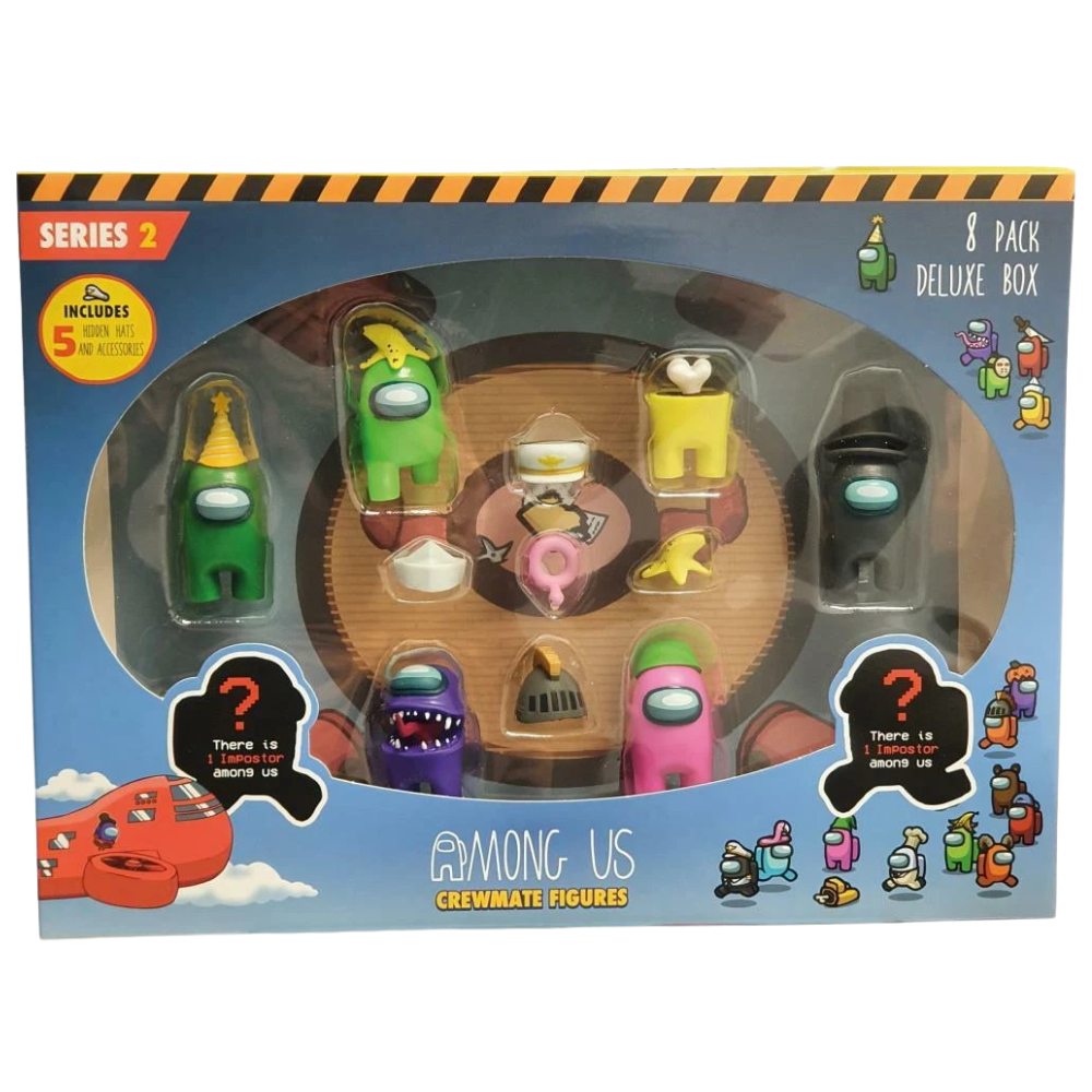 Among Us Series 2 Crewmate Figures 8 Pack Deluxe Set with 5 Accessories New Box 2 of 2