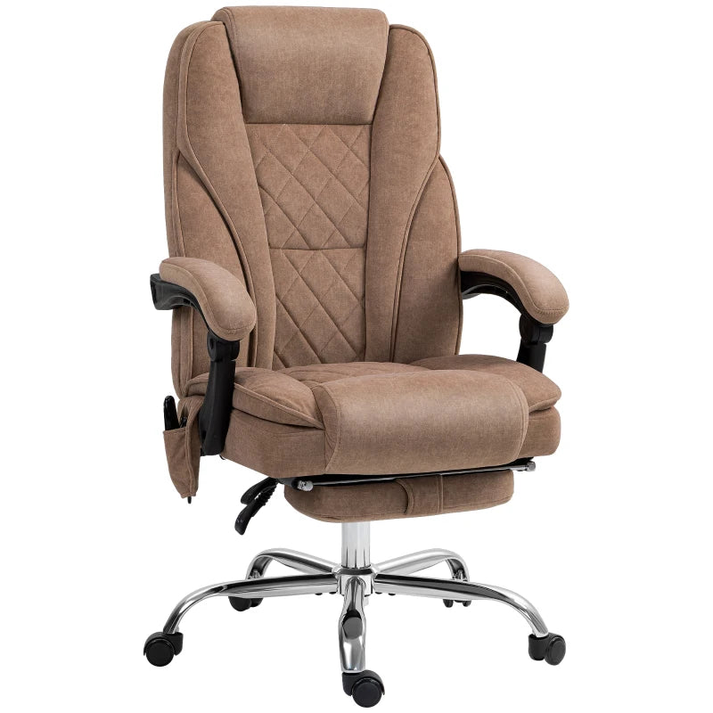 Brown Reclining Office Chair – Heated Massage Computer Chair with Footrest