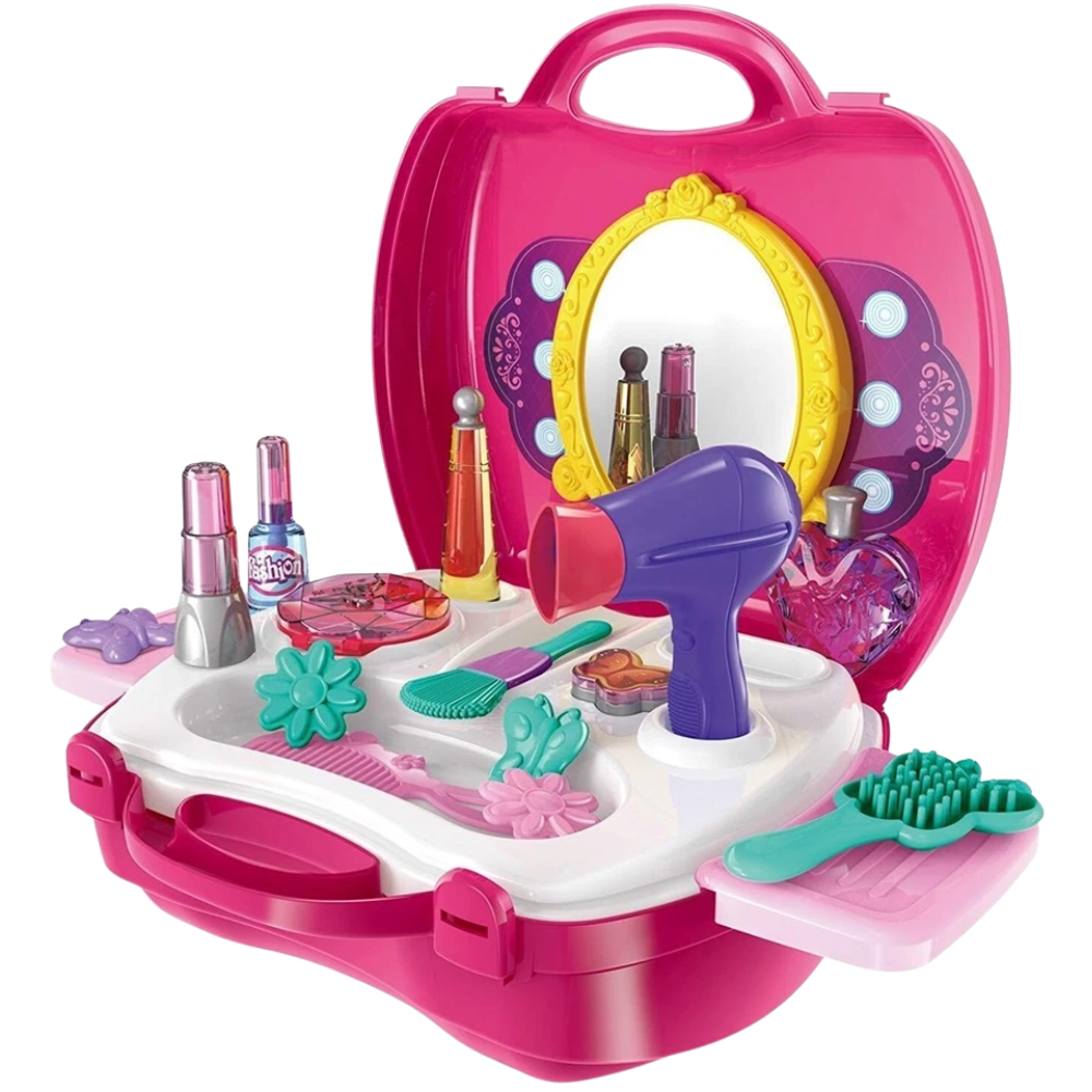 Kids Pretend Makeup Kit 21PCS Cosmetic Suitcase Vanity Play Set Girls Toy