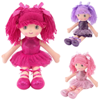 16-Inch Ballerina Rag Doll Girl with Hair & Tutu Dress Soft Plush Bibi Doll for Kids