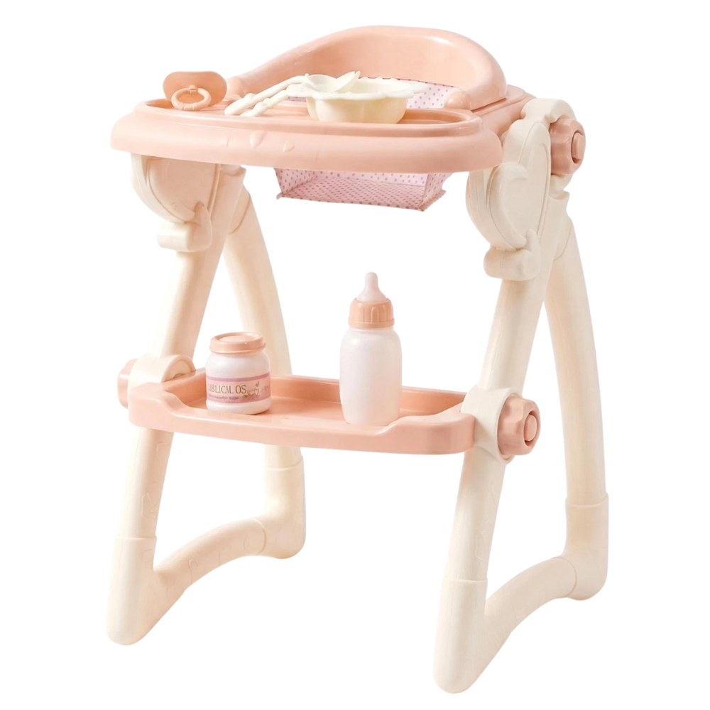 BiBi Doll High Chair Feeding Set Toy Nursery Role Play Accessories for Dolls Up to 20"