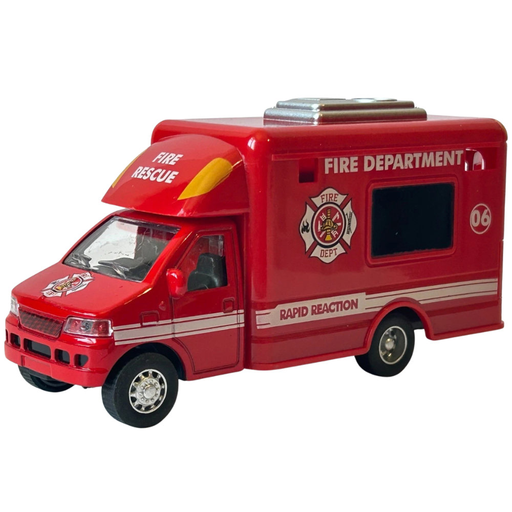 Rescue Fire Department Car Diecast Toy Model Pull Back Action 1:38–1:43 Scale Vehicle