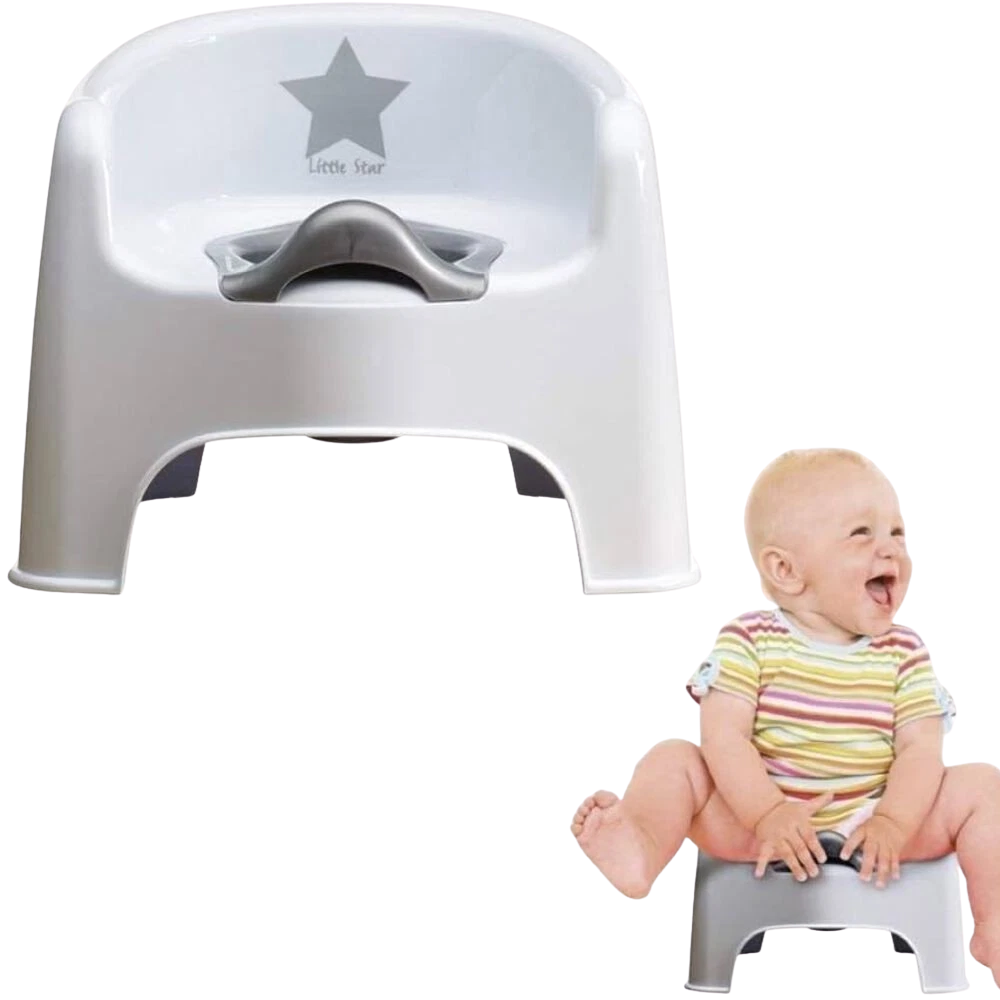 Strata White Toddler Potty Chair with Silver Star Design, Easy-Clean Toilet Training Seat