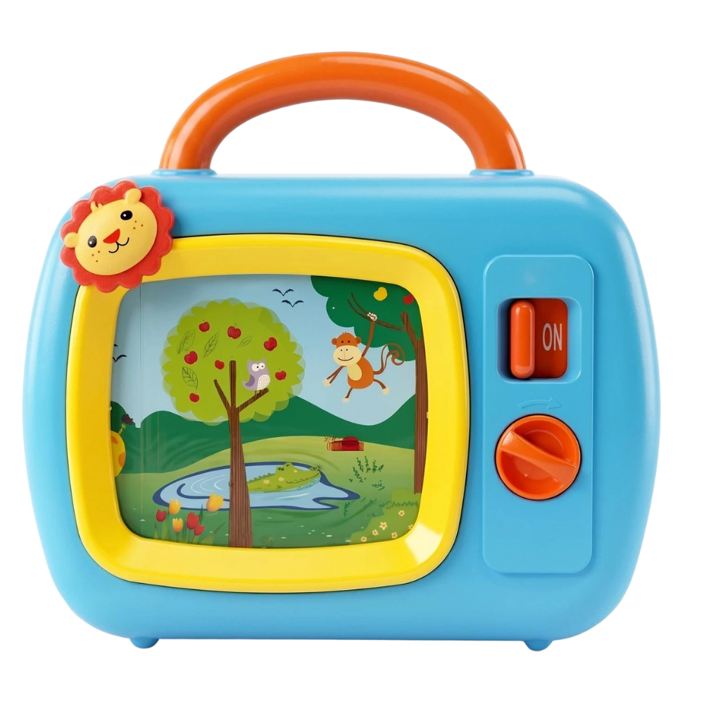 My First TV Baby Musical Toy Safari Animals Rotating Screen Wind Up Lullaby Sensory Play