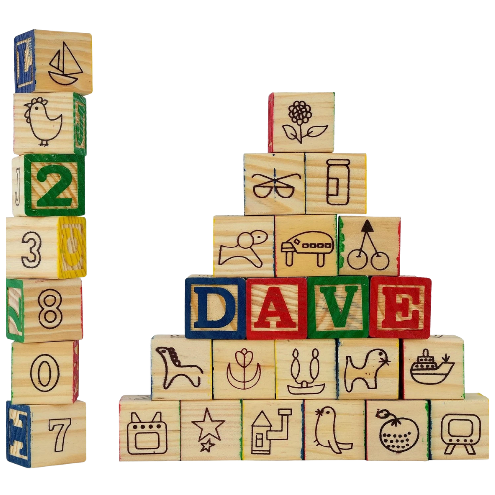 Wooden Block Set 30 Pcs Abc 123 Alphabet Number Blocks Kids Educational Learning Toy Kit