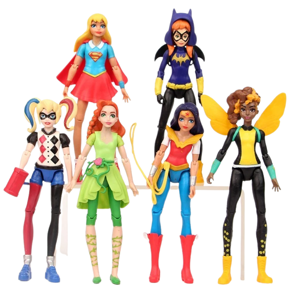 6pcs DC Comics Super Hero Girls Harley Quinn Batgirl Kid Action Figures Doll Toy
