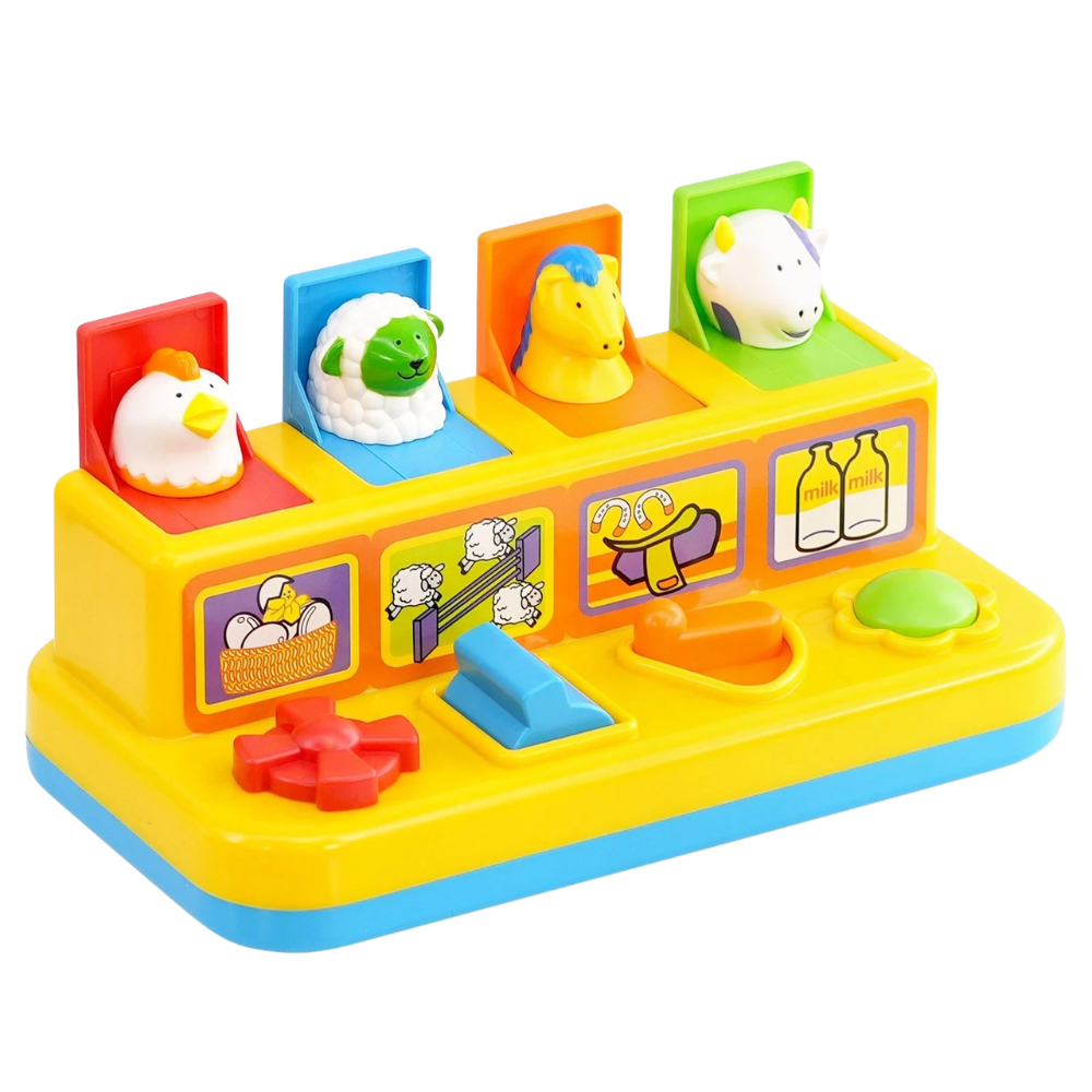 Pop-Up Farm Yard Toy Animals Friends Baby Toddler Cause & Effect Activity Toy