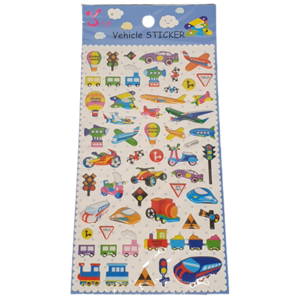 Vehicle Cars Plane Train Puffy 3D Stickers for Kids Crafts & Scrapbooks