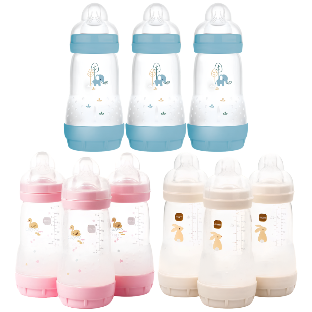 MAM Easy Start Anti-Colic Baby Bottles 260ml 3 Pack Newborn Feeding Bottles 2+ Months
