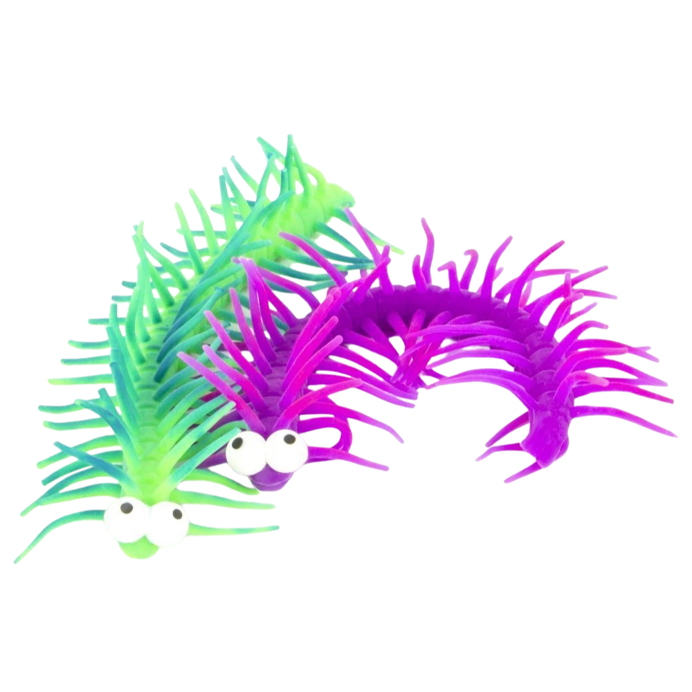 Stretchy Hairy Caterpillar Fidget Toy with Bulging Eyes, Sensory Wiggly Toy for Kids