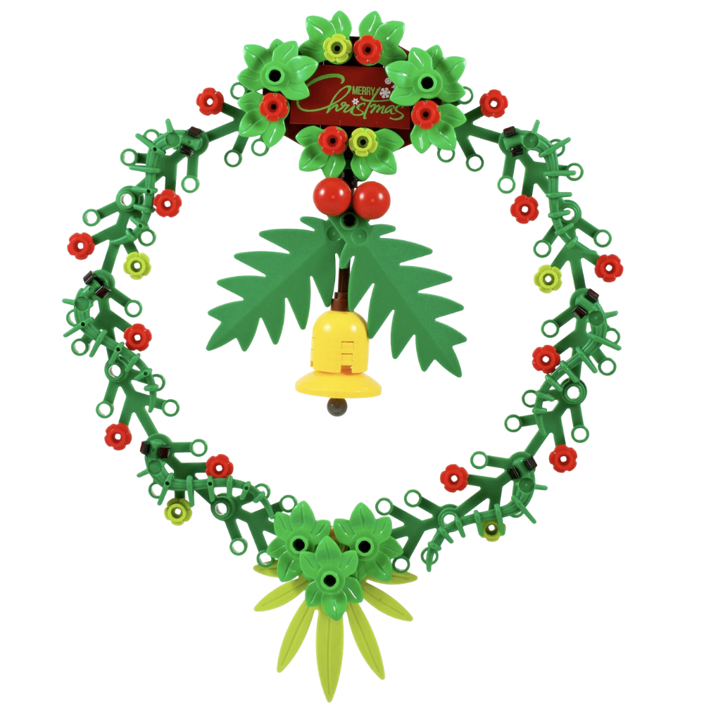 Large Christmas Wreath Festive Xmas Decoration 15x19cm Made with Genuine Lego Parts