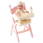 Bibi Doll Baby Doll with High Chair Feeding Accessories Pink Nursery Role Play Toy 3+ Kids
