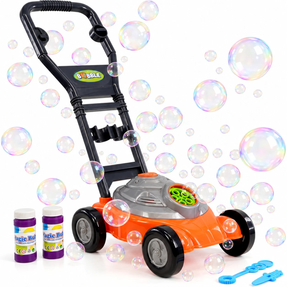 Kids Bubble Lawnmower Machine with Bubble Solution Mower Bubble Maker Garden Toy Fun