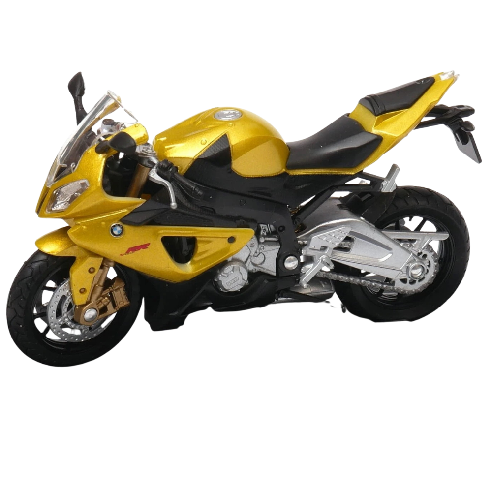 Welly BMW S 1000 RR Yellow Sports Motorcycle Diecast Model Bike 1:18 Scale German Motorbike Toy