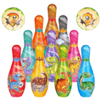 Kids Dinosaur Bowling Set 10 Pins & 2 Balls Soft Foam Skittles Game