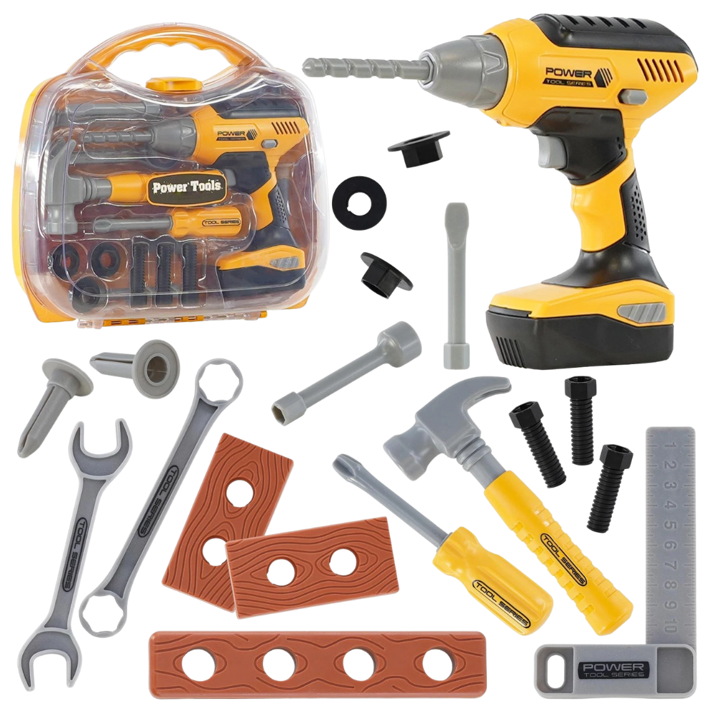 20 Pcs Kids Tool Set with Electric Drill Toy Case Construction Building Role Play Kit