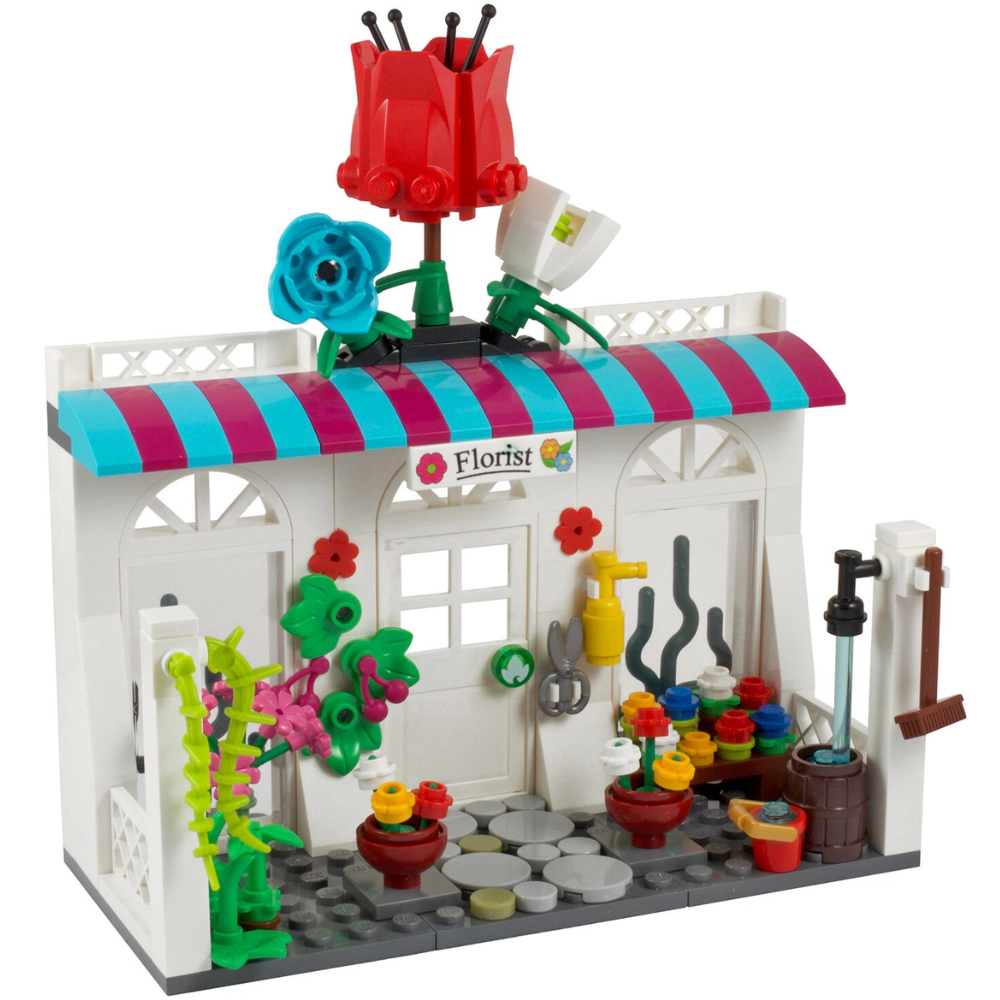 LEGO Flower Shop Florist Store with Plants, Flowers, Glass Windows & Accessories