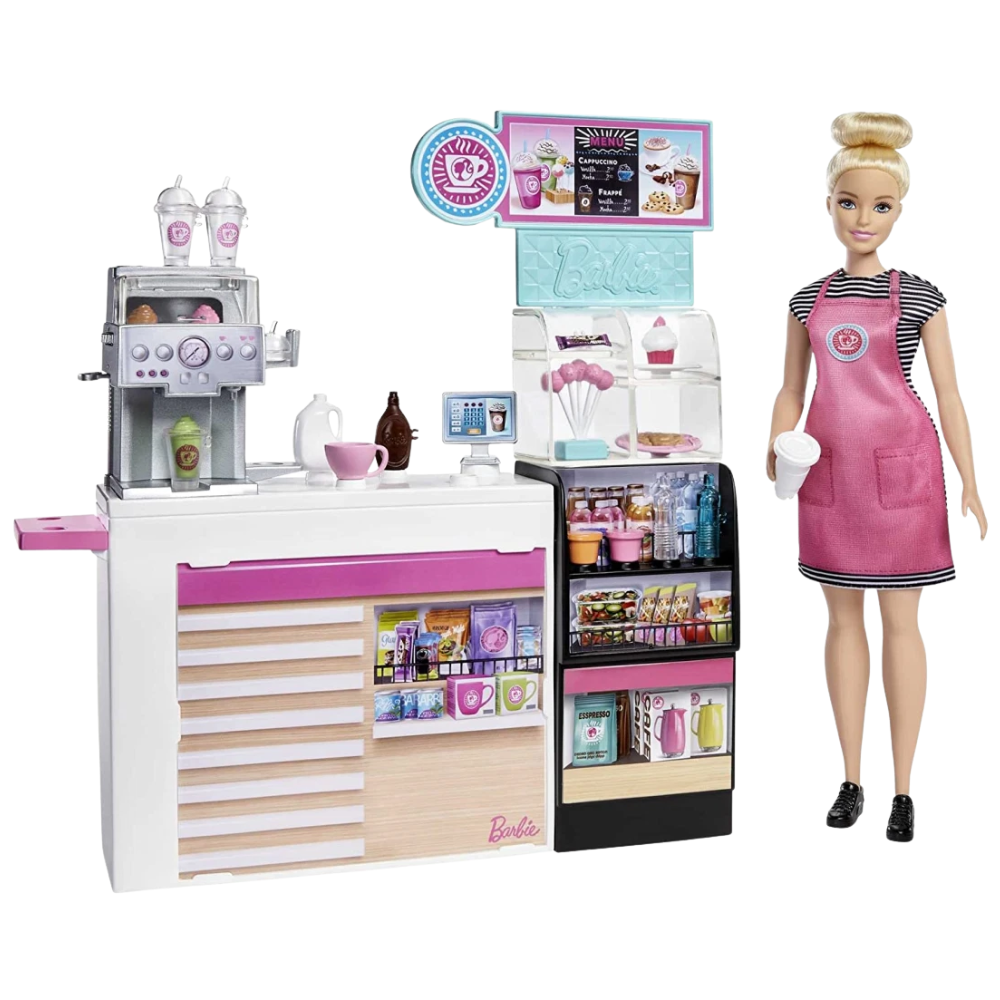 Barbie Coffee Shop Playset with Doll and 20+ Accessories Career Roleplay Toy Set Kids 3+ Toy