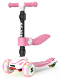 Kids Kick Scooter with 3 Light-Up Wheels Adjustable Height Toddler Toy Gift