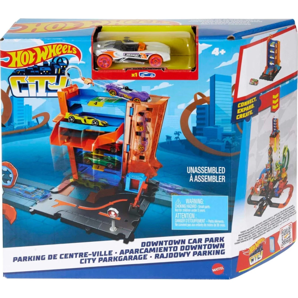 Hot Wheels City Downtown Car Park 4-Level Garage Playset with Toy Car 4+