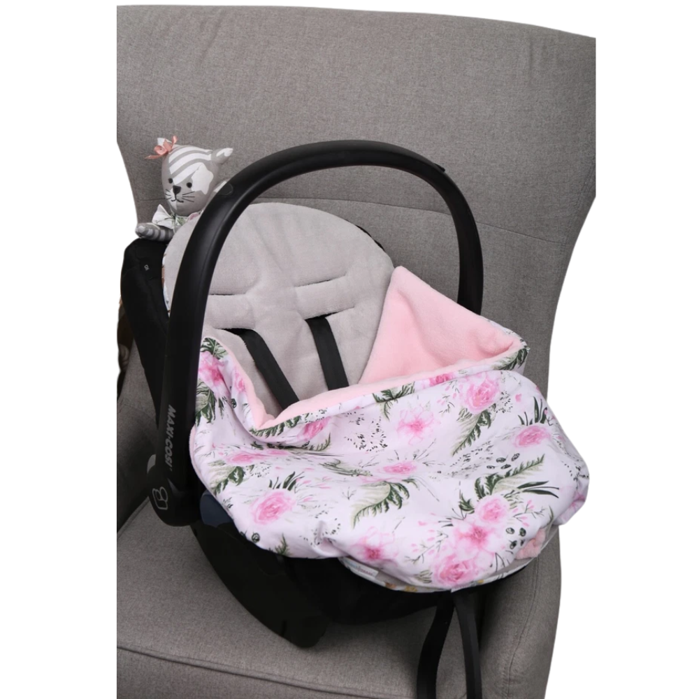 Baby Reversible Blanket Light Soft Double Sided 75x50cm Pink Garden Flowers Nursery