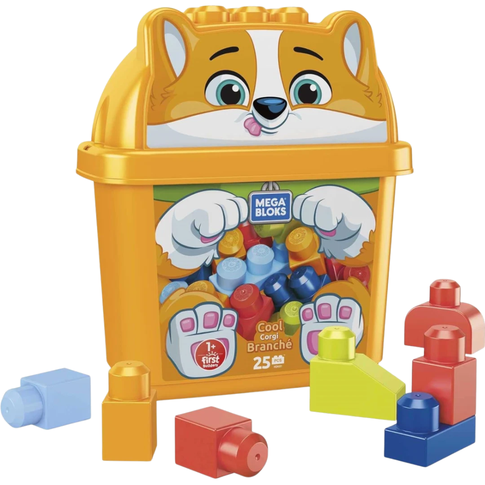Mega Bloks First Builders Cool Corgi 25-Piece Building Blocks Set Kids Toy Ages 1+