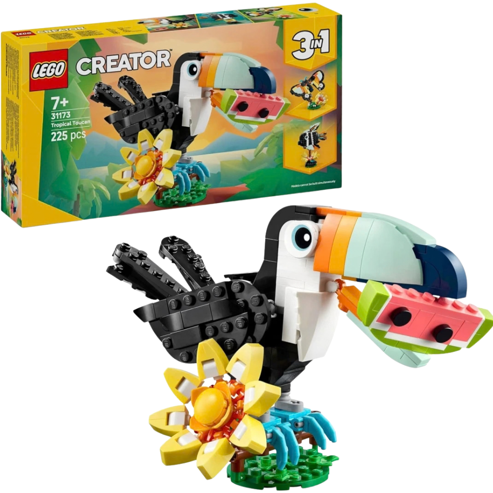 LEGO Creator Tropical Toucan 3-in-1 Animal Building Set Butterfly Fish Kids Gift