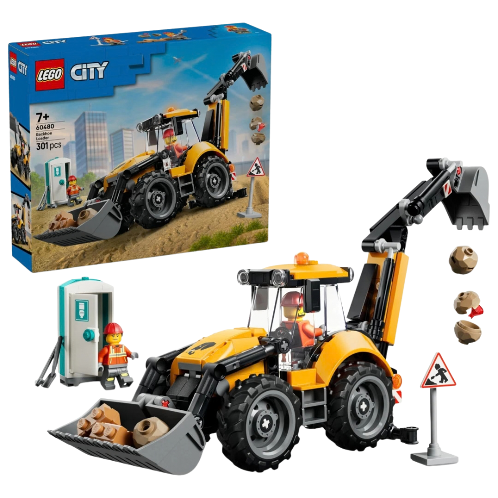 LEGO City Yellow Backhoe Loader Construction Vehicle Building Toy Set Kids 7+